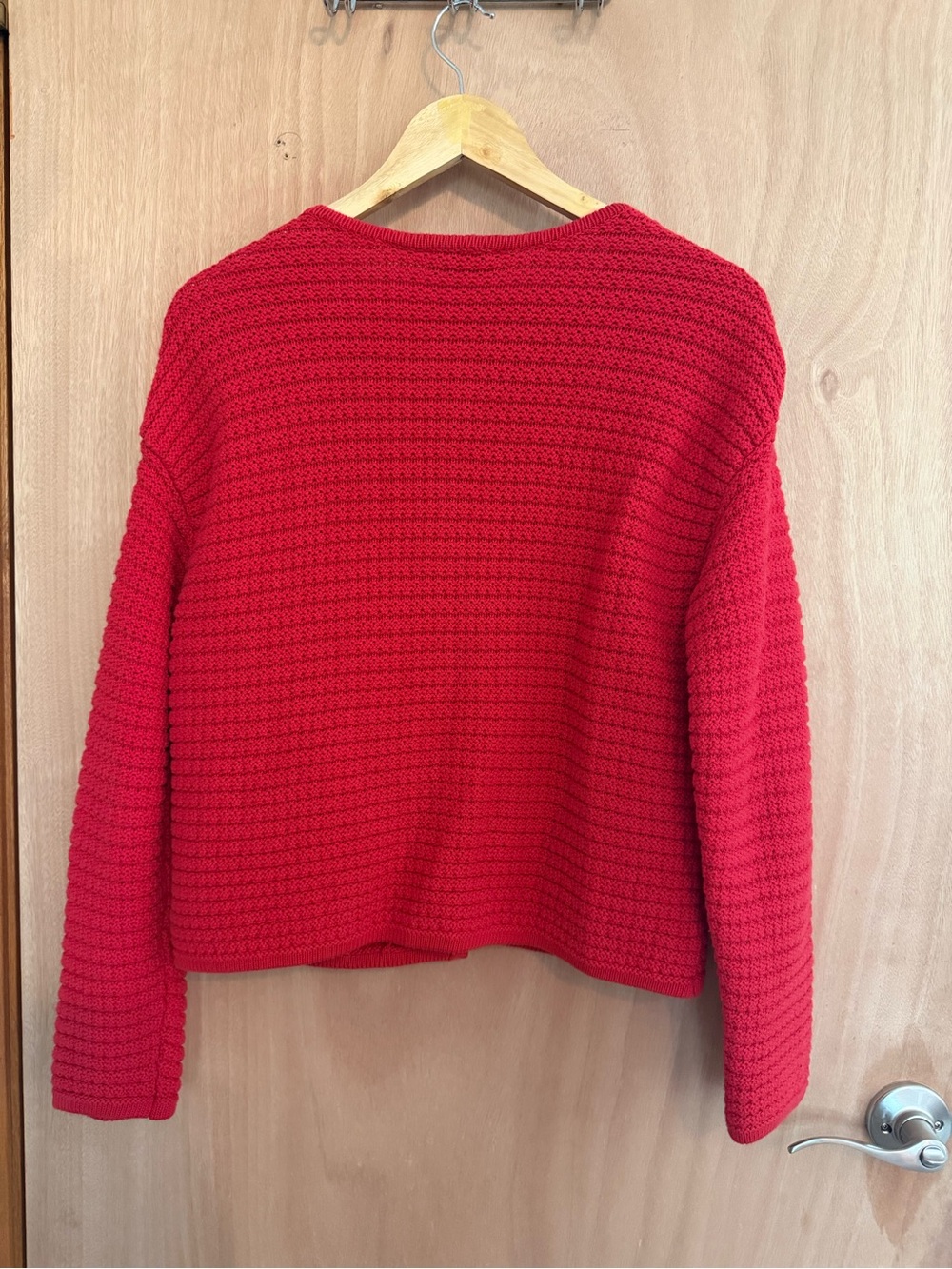 Gap Red Texture Knit Sweater Lady Jacket Cardigan, Gold Buttons - Picture 4 of 5